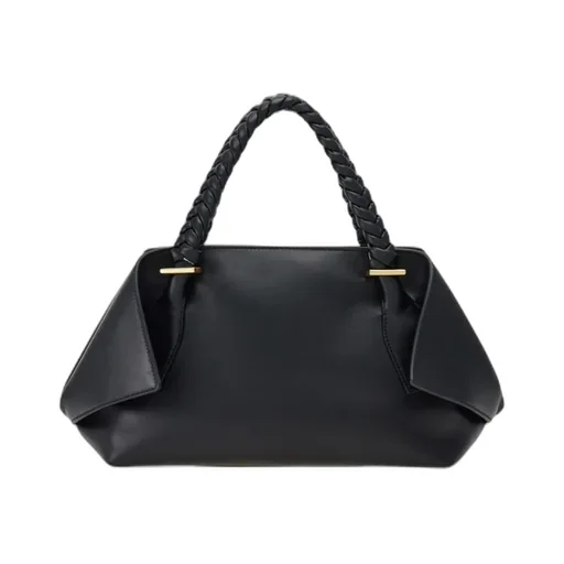 Small Logo Printed Braided Strap Tote Bag