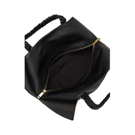 Small Logo Printed Braided Strap Tote Bag
