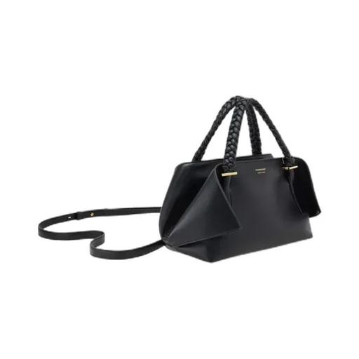 Small Logo Printed Braided Strap Tote Bag