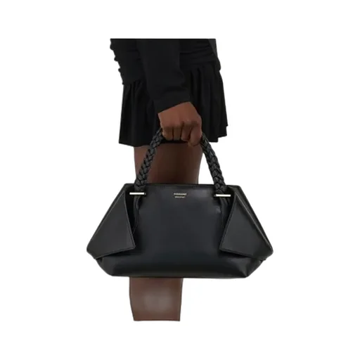 Small Logo Printed Braided Strap Tote Bag