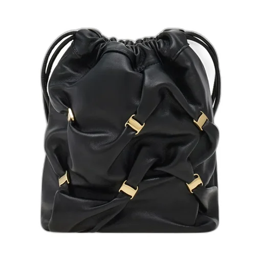 Logo Plaque Mini Drawstring Bucket Bag