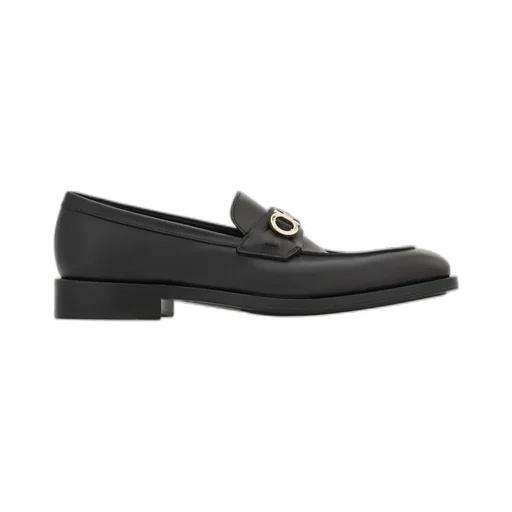 Gancini-Plaque Almond-Toe Loafers