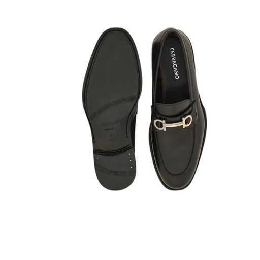 Gancini-Plaque Almond-Toe Loafers