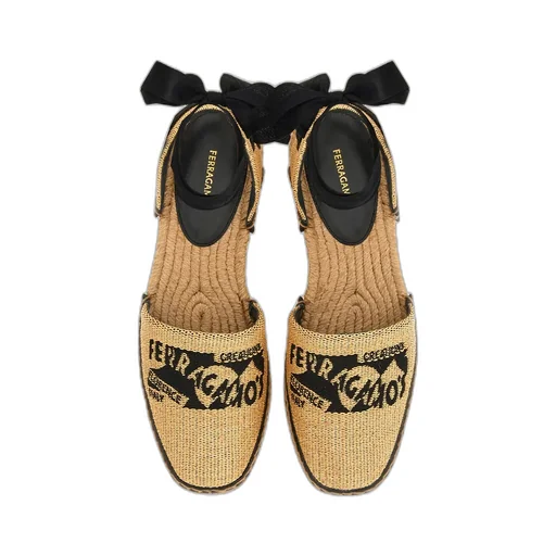 Logo Straw Flat Sandals