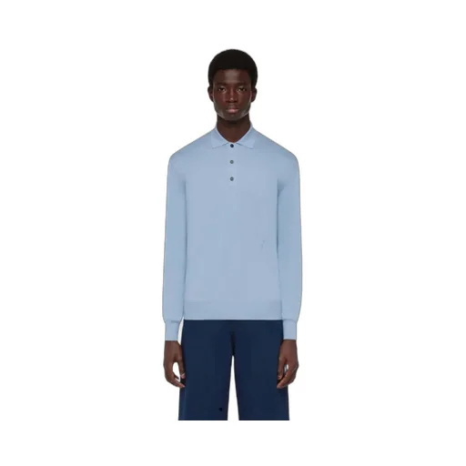 Logo-Embroidered Long-Sleeved Knitted Polo Shirt