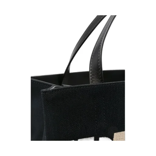 Logo-Jacquard Raffia Tote Bag