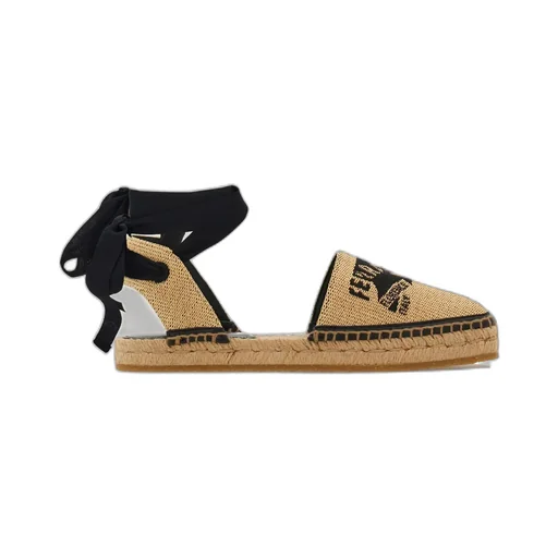 Logo Straw Flat Sandals