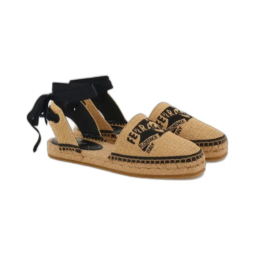 Logo Straw Flat Sandals