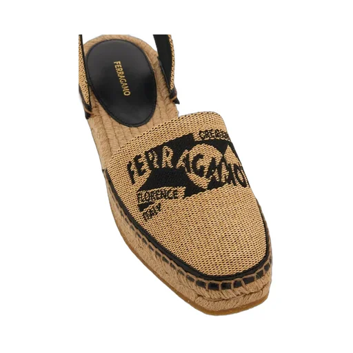Logo Straw Flat Sandals