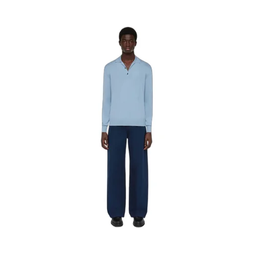 Logo-Embroidered Long-Sleeved Knitted Polo Shirt