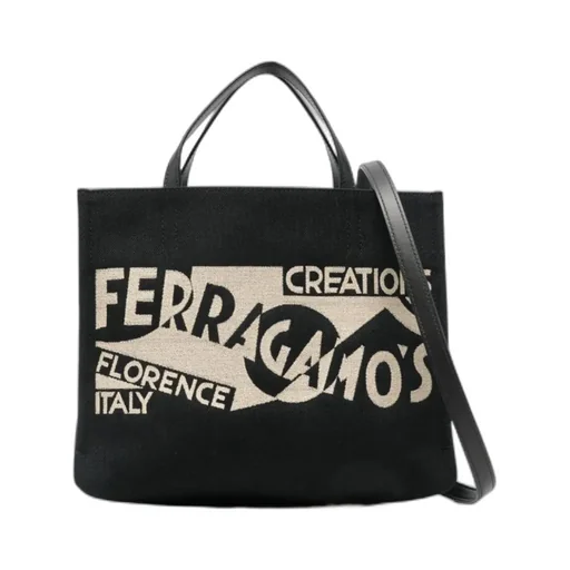 Logo-Jacquard Raffia Tote Bag