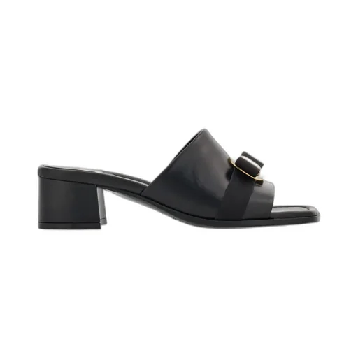 Logo Square Toe Heel Sandals