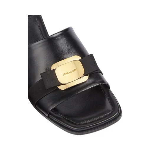 Logo Square Toe Heel Sandals