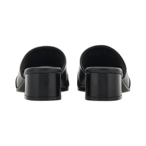 Logo Square Toe Heel Sandals