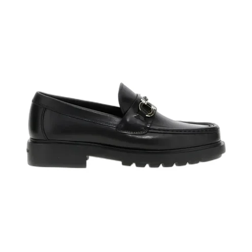 Gancini-Plaque Leather Loafers