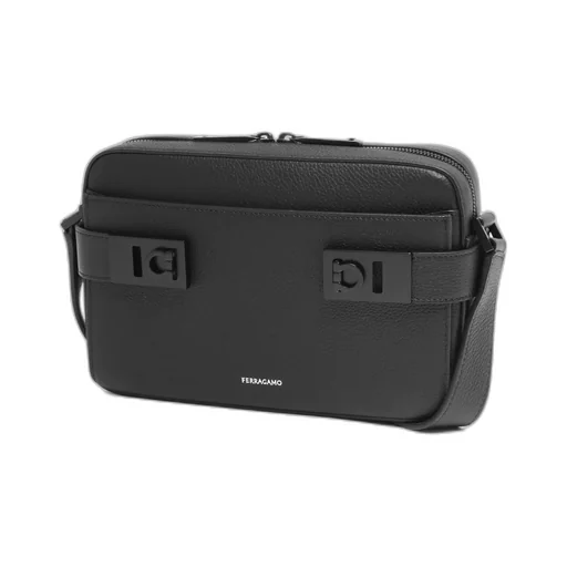 Gancini-Plaque Zipped Shoulder Bag