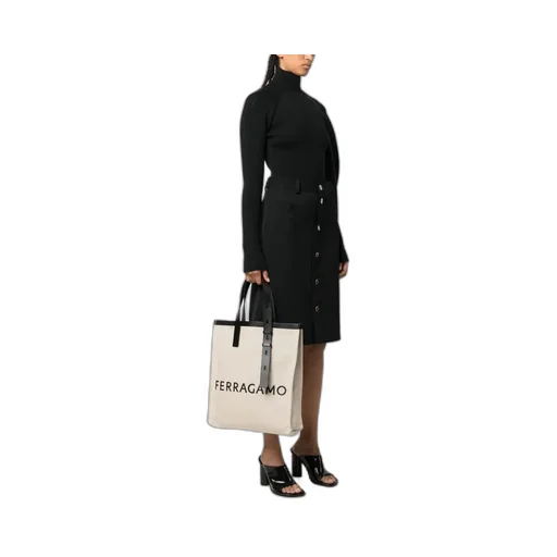 Logo Patch Top Handle Tote Bag