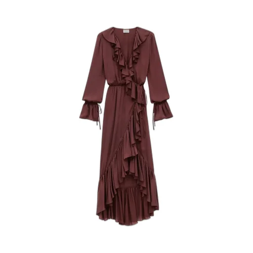 Ruffled V-Neck Wrap Dress