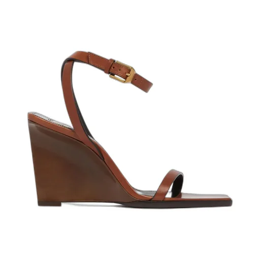 May Leather Ankle-Strap Wedge Sandals 90Mm