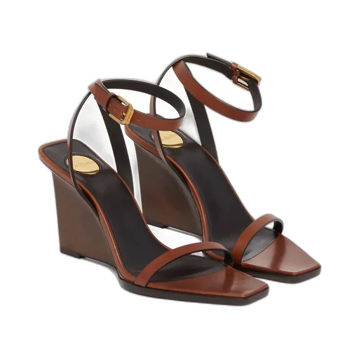 May Leather Ankle-Strap Wedge Sandals 90Mm