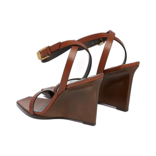 May Leather Ankle-Strap Wedge Sandals 90Mm