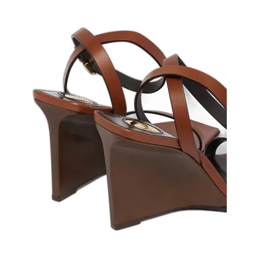 May Leather Ankle-Strap Wedge Sandals 90Mm