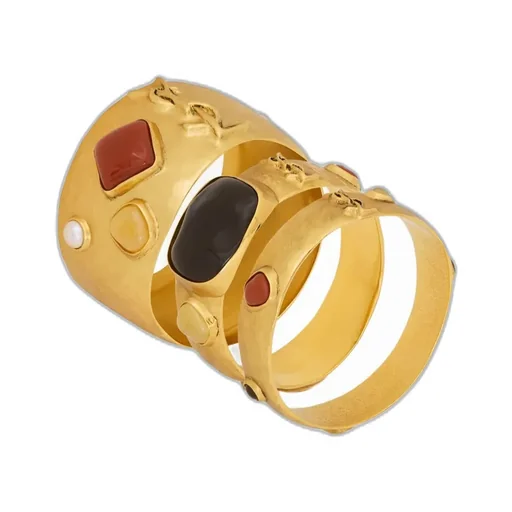 Cassandre Cabochon Bangles In Enamel, Resin, Glass, And Metal