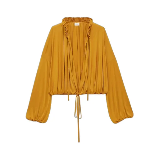 Puff-Sleeved Knitted Shirt