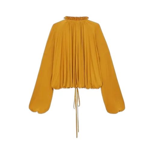 Puff-Sleeved Knitted Shirt