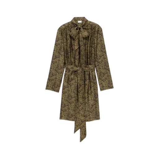 Paisley Print Tie-Detailed Dress
