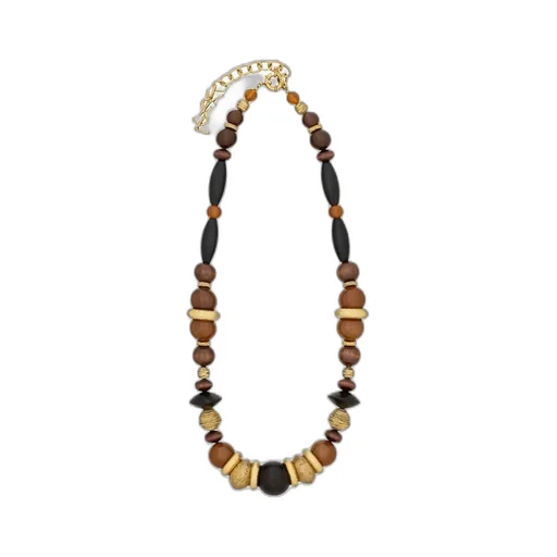 Oversized Necklace In Glass, Wood, Resin, And Metal