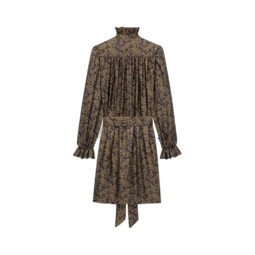 Paisley Belted Long-Sleeved Dress
