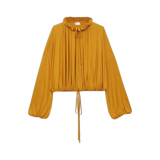 Puff-Sleeved Knitted Shirt