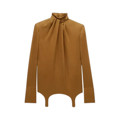 Twist-Neck Garter Blouse