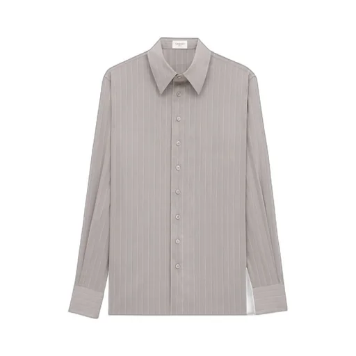 Shirt In Striped Cotton And Silk Voile