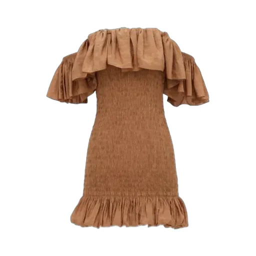 Smocked Ruffled Off-Shoulder Dress