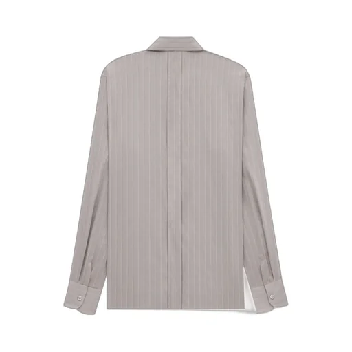 Shirt In Striped Cotton And Silk Voile