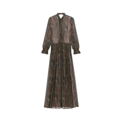 LavalliÈRe Gathered Long-Sleeved Dress