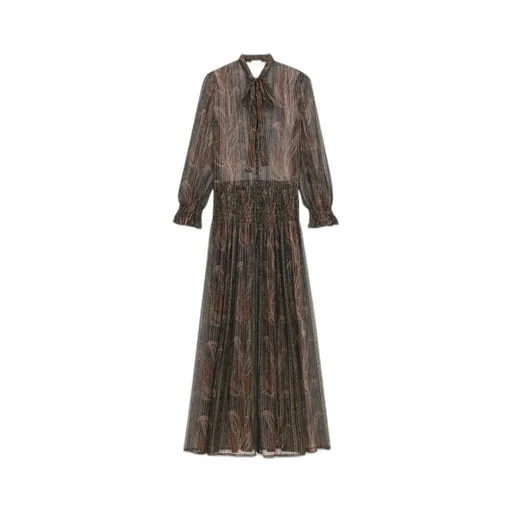 LavalliÈRe Gathered Long-Sleeved Dress