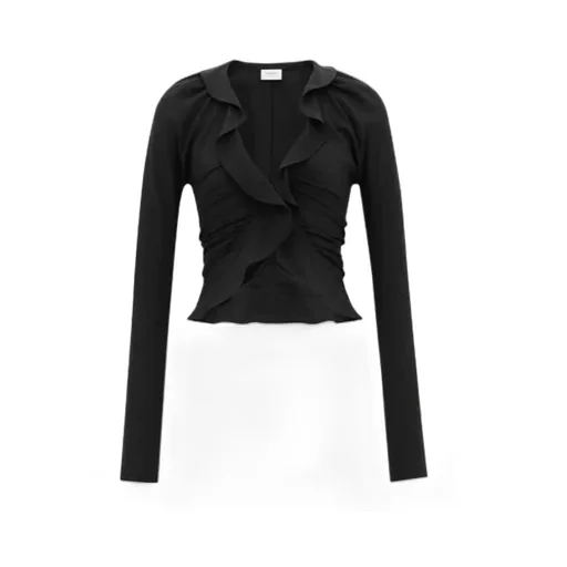 Ruffled Long-Sleeved Blouse
