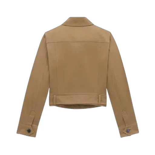 Button-Up Belted Cropped Jacket