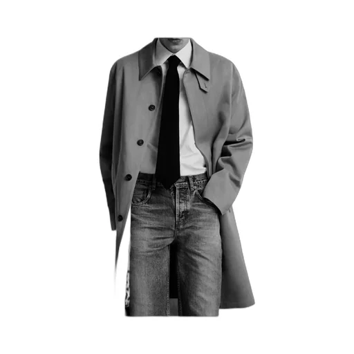 Knee-Length Long-Sleeved Mackintosh Coat