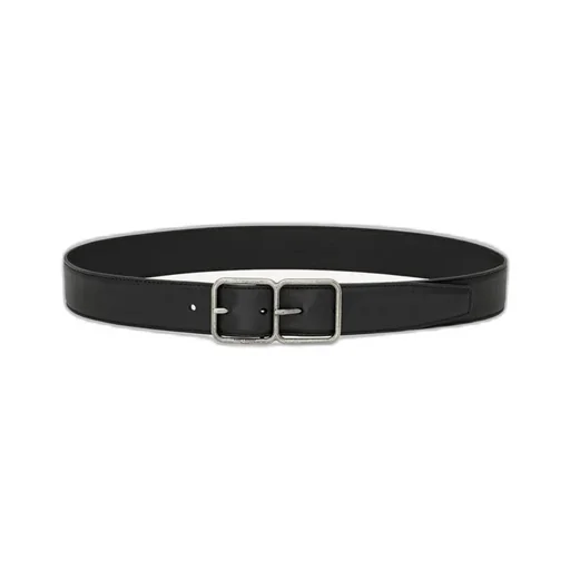 Double Frame Belt In Lacquered Leather