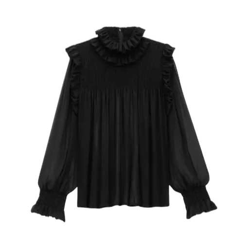 Ruffled Blouse In Silk Crepe Muslin