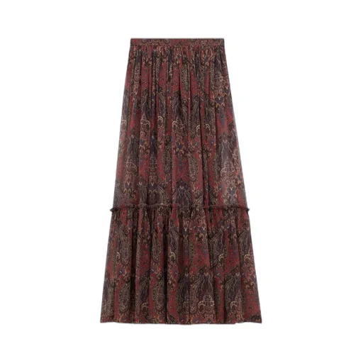 Ruffled Skirt In Paisley Silk Crepon