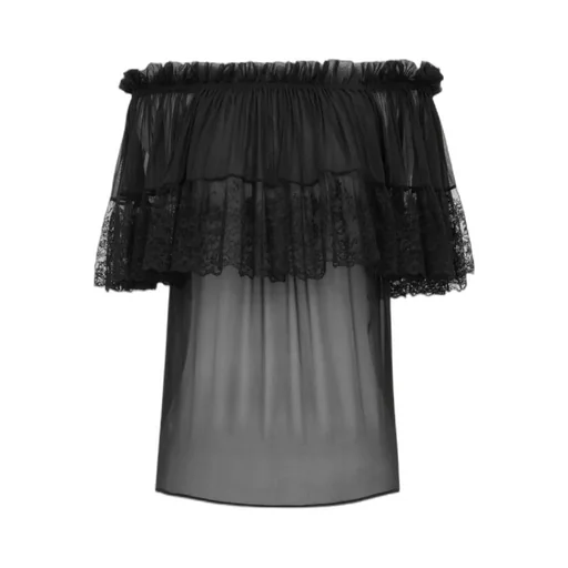 Blouse In Silk Crepe Muslin And Lace