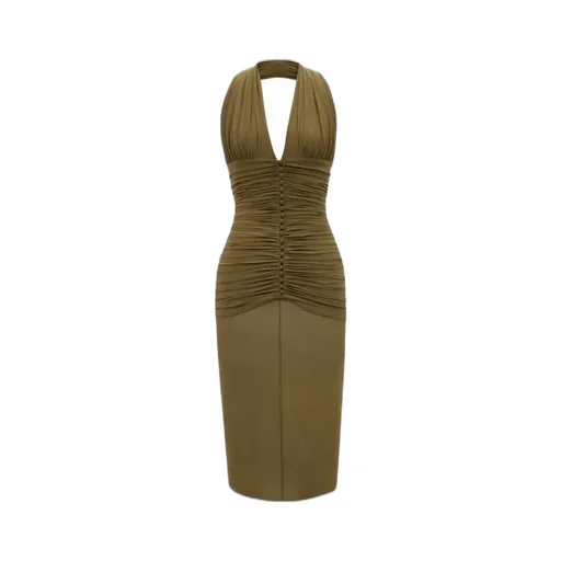 Ruched Midi Halter Dress