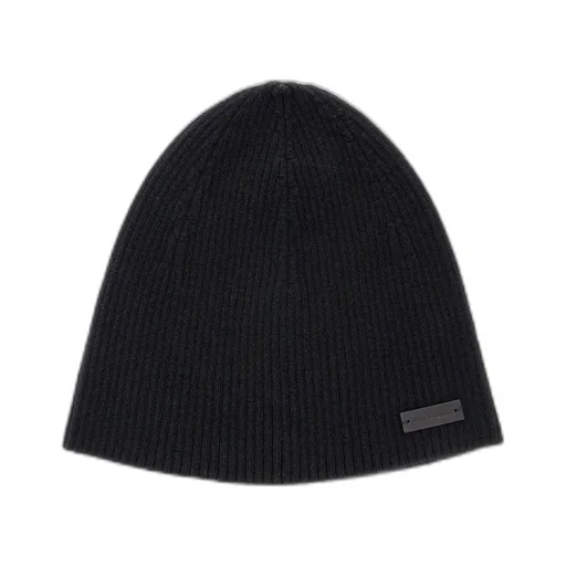 Logo Patch Ribbed Beanie