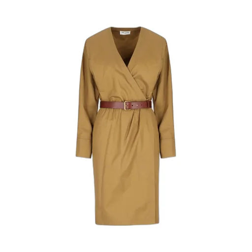 V-Neck Belted Dress