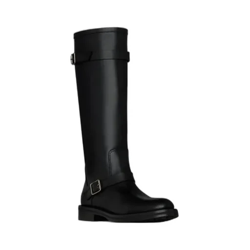 Round-Toe Buckled Boots